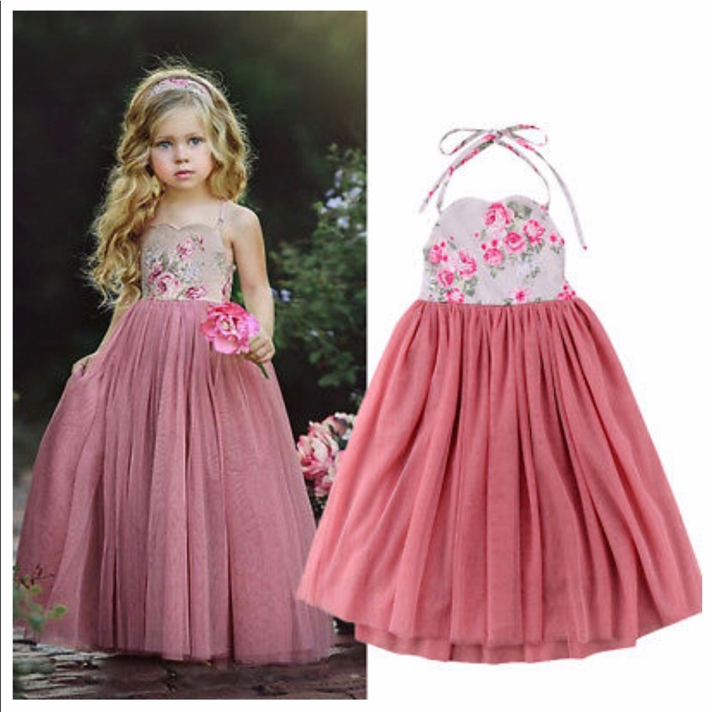Floral Sweetness Mauve Tulle Dress